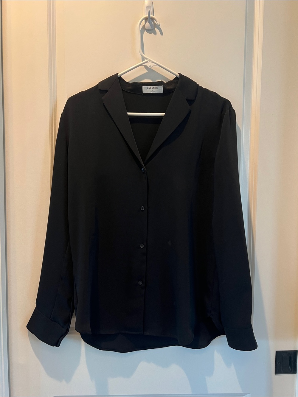 Aritzia ‘Babaton’ Black Notch-Collar Button Front Blouse